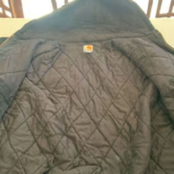Carhartt Hooded Jacket Mens 3XL Tall Black Quilt-Lined Canvas Workwear Black - Picture 7 of 7